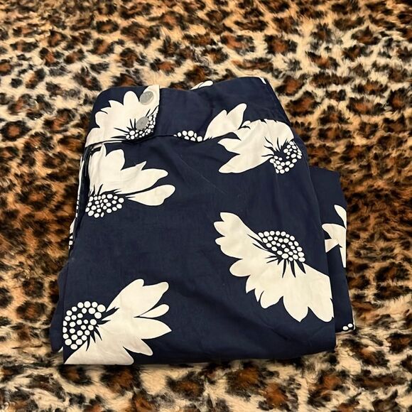 Vintage Y2K Tommy Hilfiger Blue Floral Print Design Cropped Pants - Picture 1 of 12